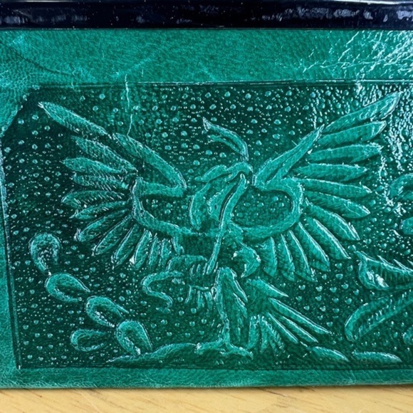 Handmade in Mexico vintage tooled green kiss lock change purse - Picture 16 of 16